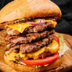 Triple fried onion smash burger